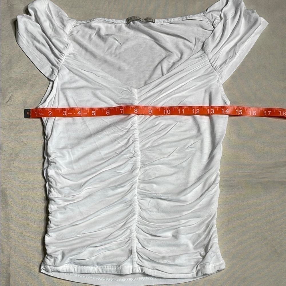 ACTIVE USA White Ruched Women's Top - Picture 5 of 8